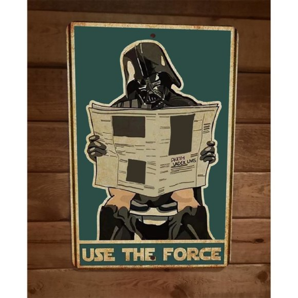 Use The Force Darth Vader on Toilet Star Wars 8x12 Metal Wall Sign Poster